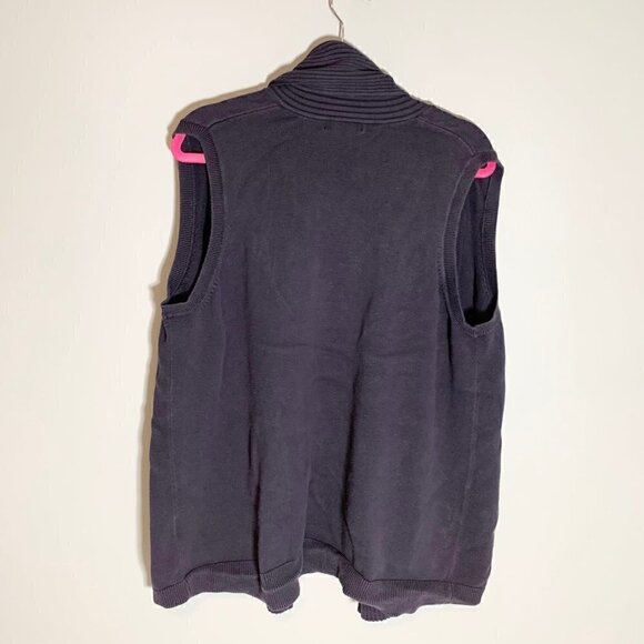 Lands' End blue sleeveless open front cotton cardigan sweater vest - 1X - Picture 5 of 8